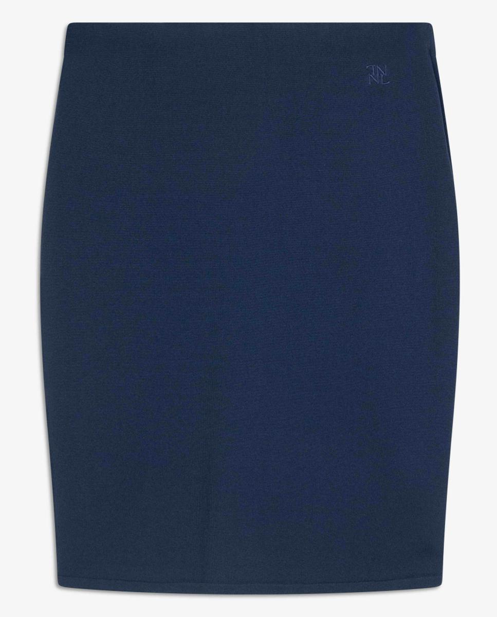 Saia Lápis de Malha com Elástico Azul-marinho-4