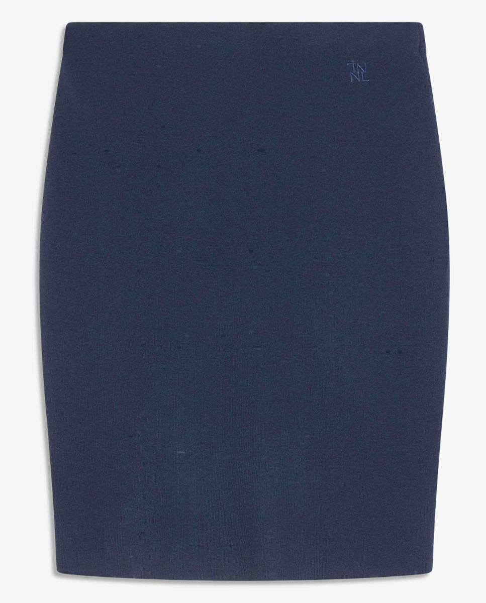 Saia Lápis de Malha com Elástico Azul-marinho-5