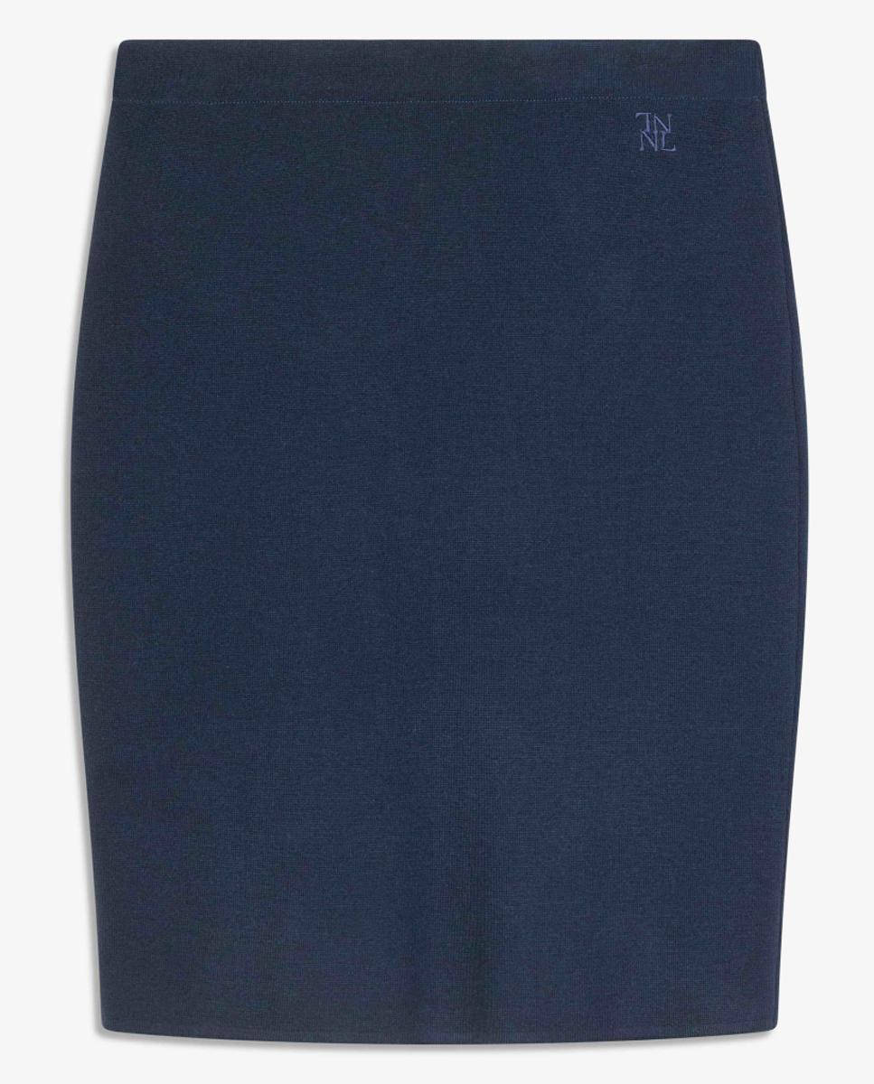 Saia Lápis de Malha com Elástico Azul-marinho-4