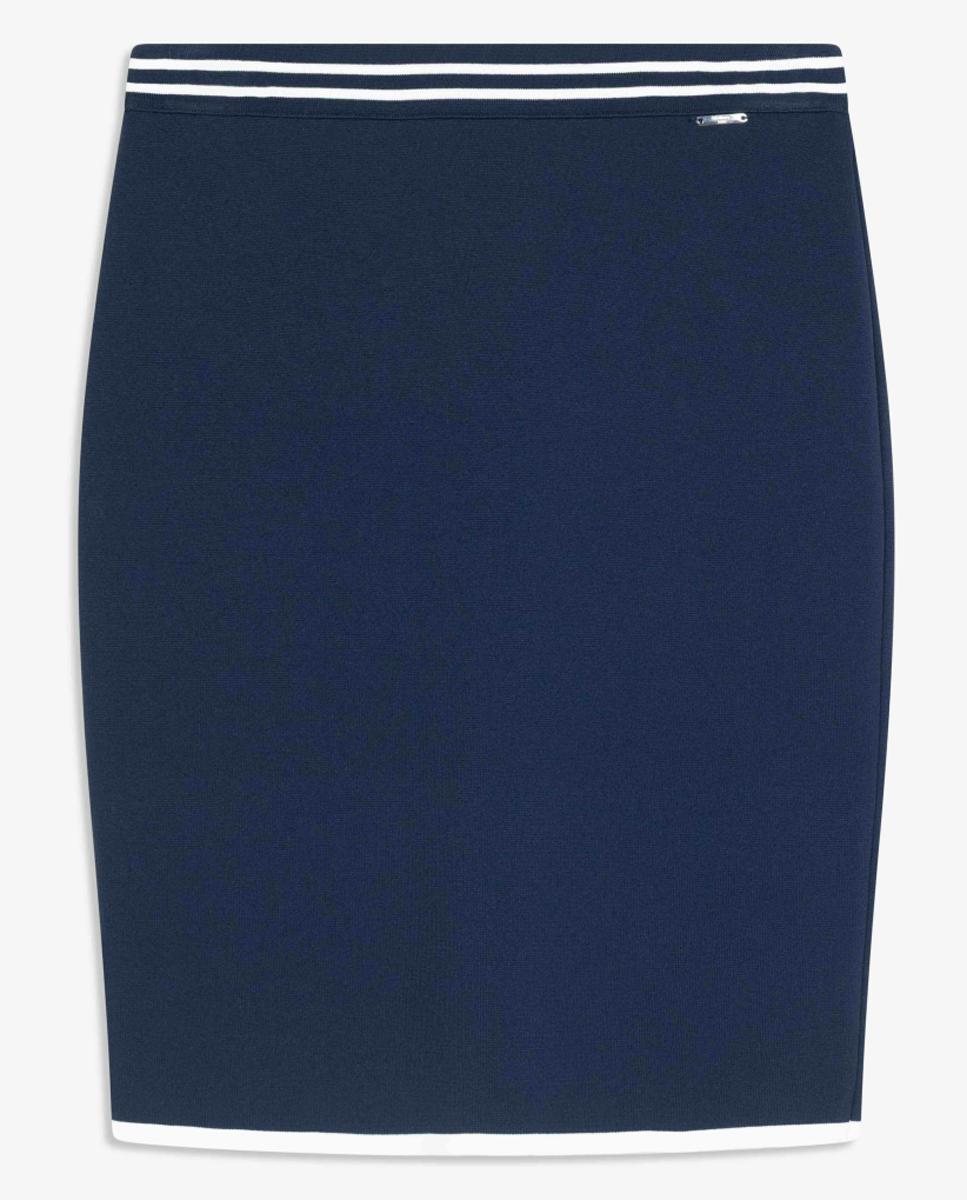 Saia Lápis de Malha com Vivos em Contraste Azul-marinho-6