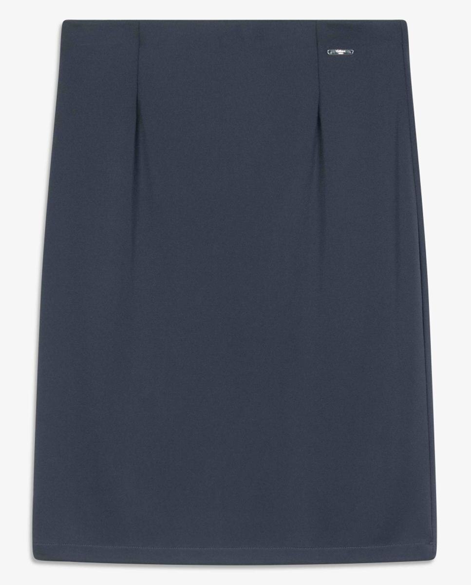 Falda lápiz de punto circular - Naulover - Azul índigo Azul marino-7