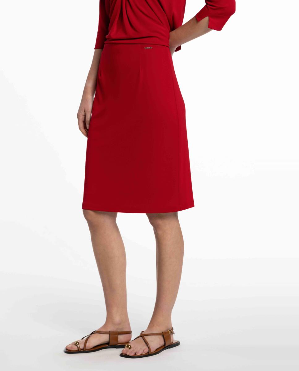 Saia-Lápis de Malha Circular Vermelho-3
