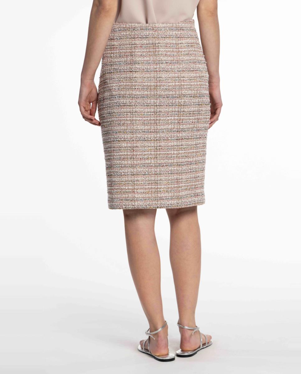 Saia de Tweed de Malha Rosa-2