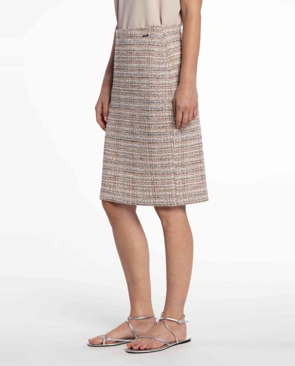 Saia de Tweed de Malha Rosa-3