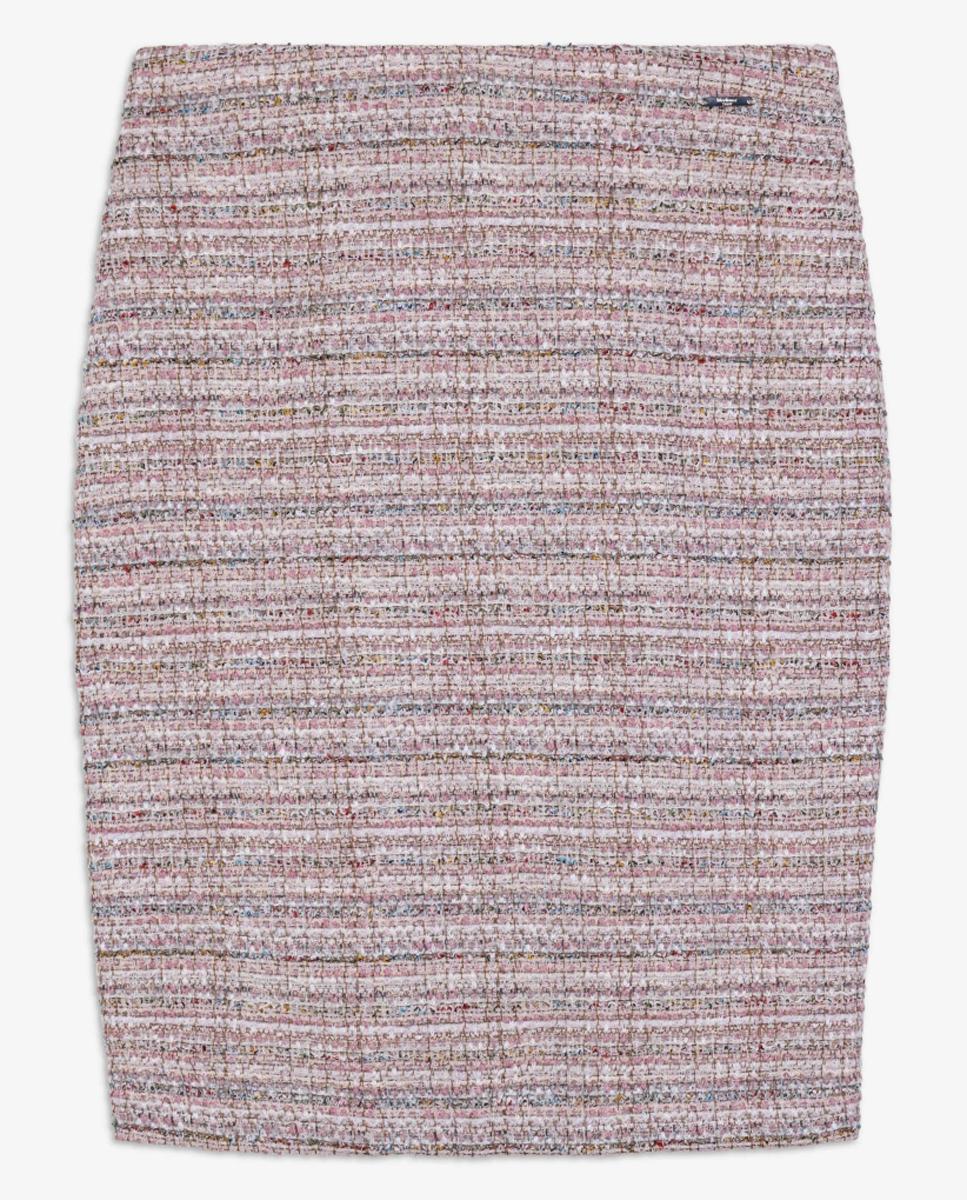 Saia de Tweed de Malha Rosa-5