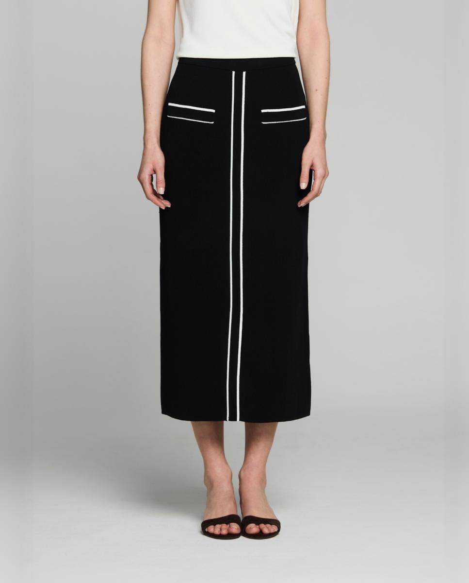 Imagem 0 de Saia Direita de Malha Milano com Falsa Carcela Central