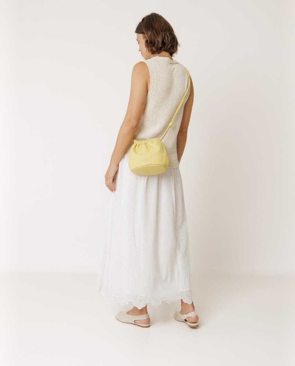 Saia Midi com Cintura Engomada Branco-3