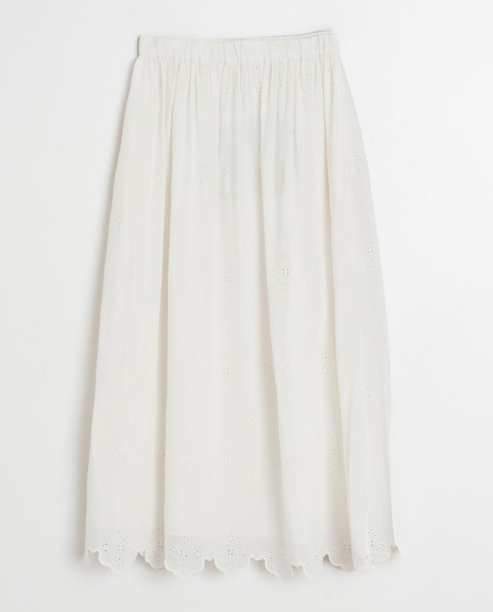 Saia Midi com Cintura Engomada Branco-4