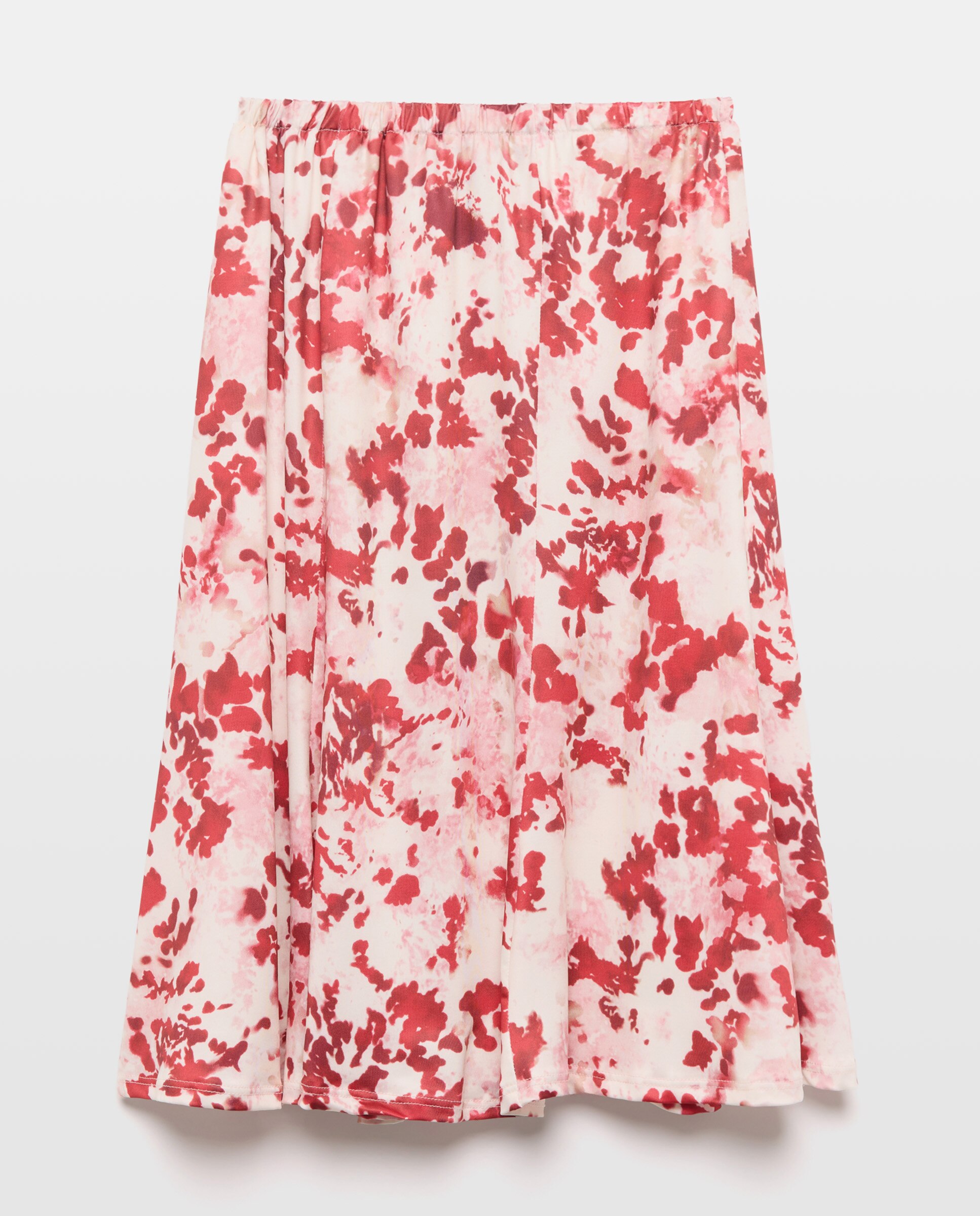 Saia Estampada com Cós Elástico Vermelho-4