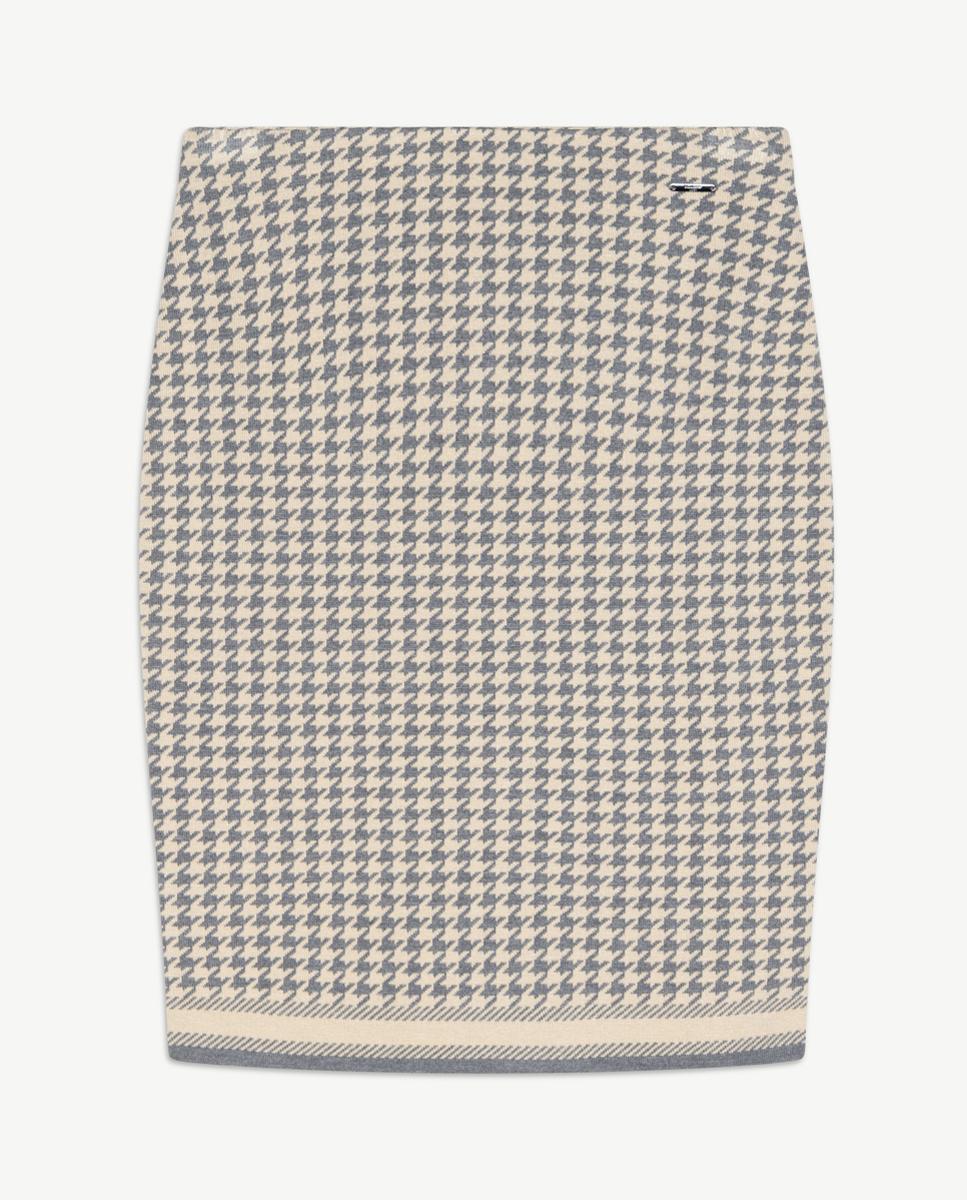 Falda de punto jacquard pata de gallo. - Naulover - Piedra Piedra-5