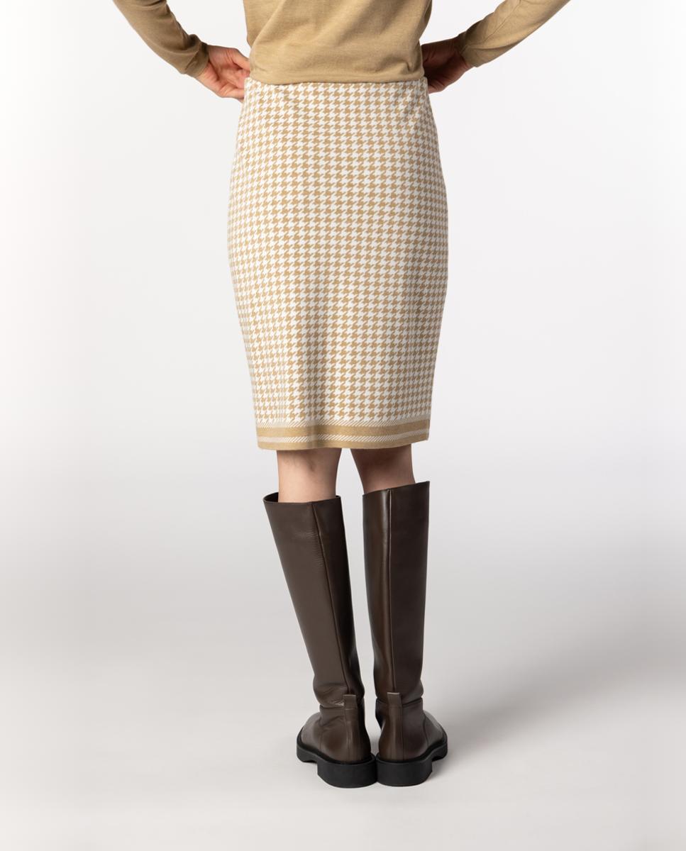 Falda de punto jacquard pata de gallo. - Naulover - Beige Beige-2