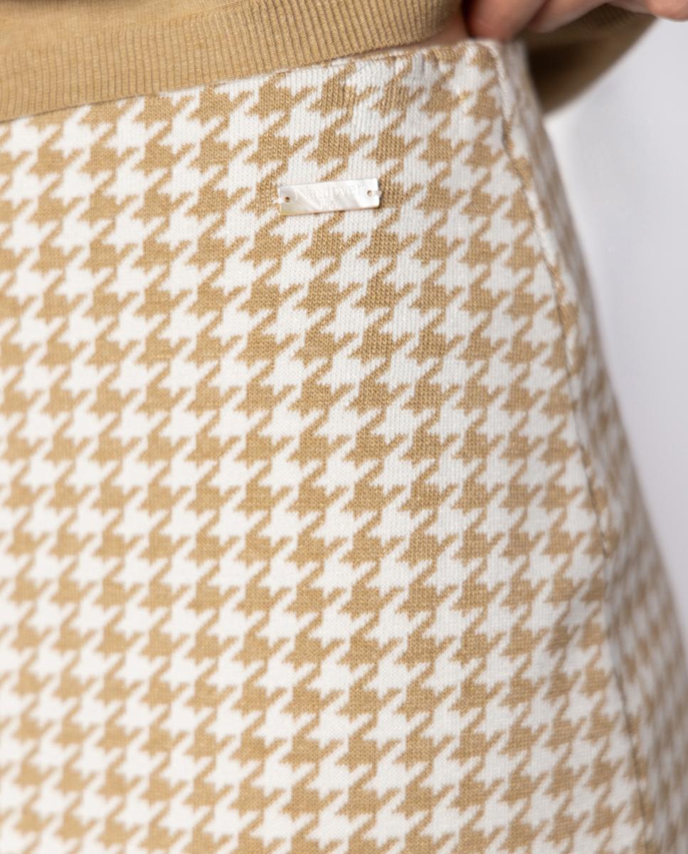 Falda de punto jacquard pata de gallo. - Naulover - Beige Beige-3
