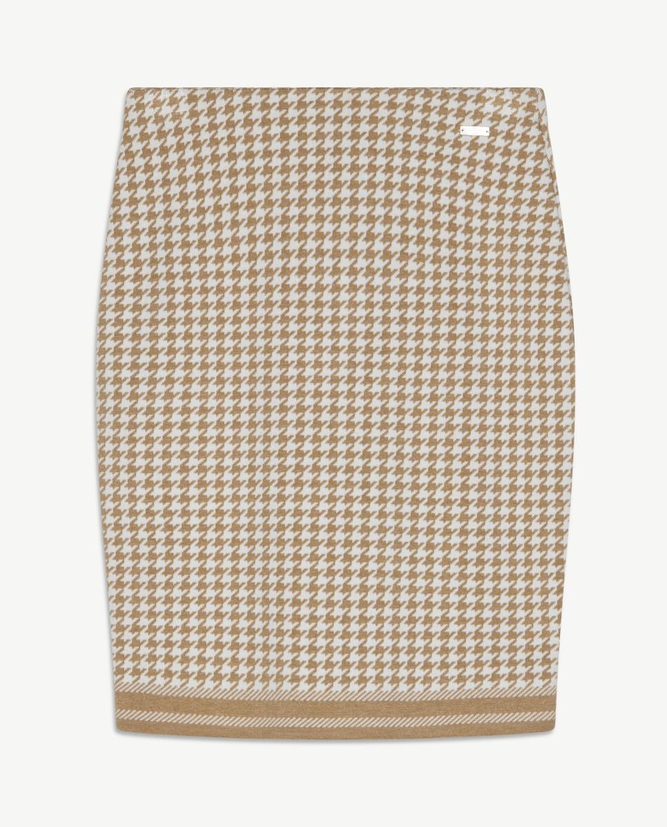 Falda de punto jacquard pata de gallo. - Naulover - Beige Beige-5