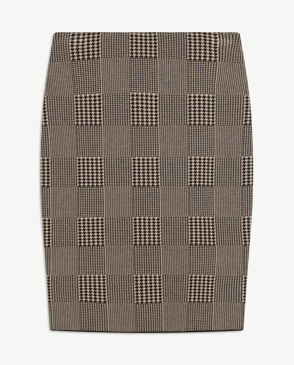 Saia de Malha Jacquard de Pied-de-Poule Castanho-escuro-4