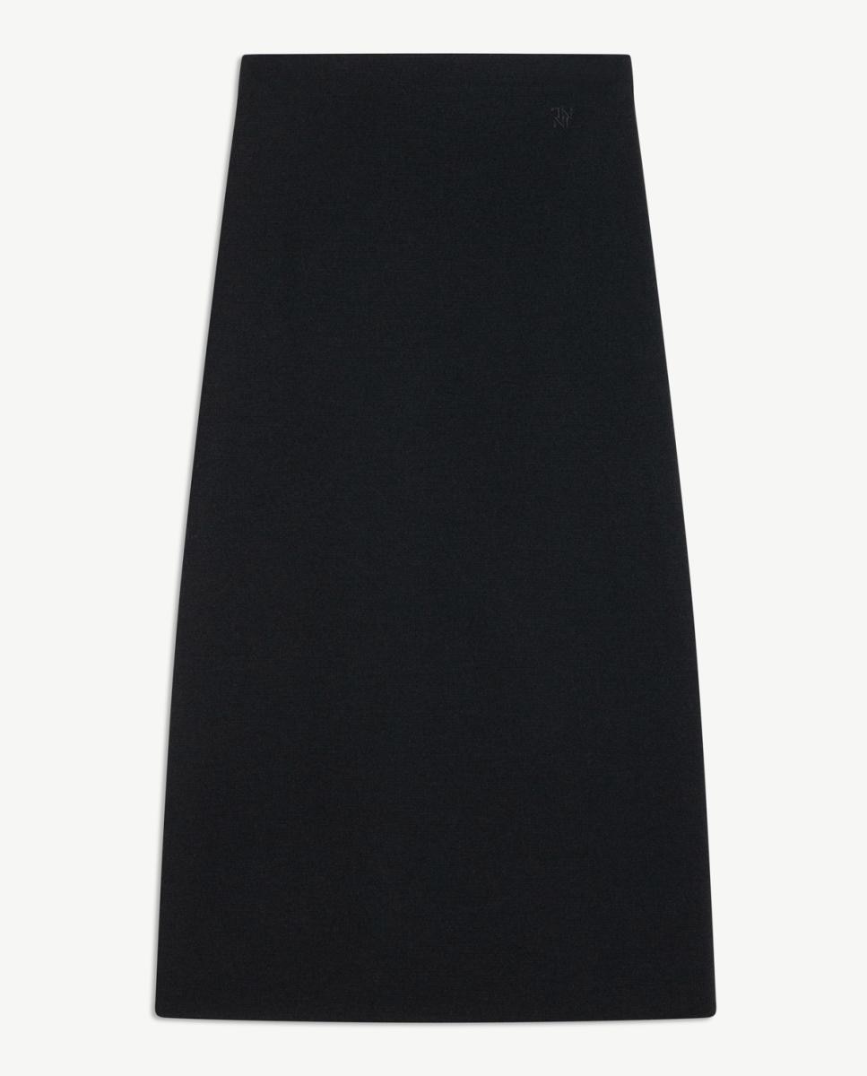 Saia Comprida de Malha Milano com Silhueta Evasé Preto-5