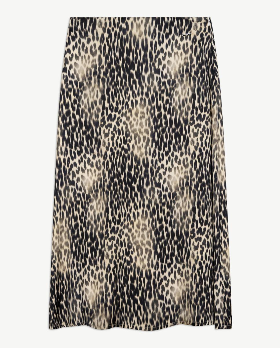 Saia de Cetim com Estampado de Inspiração Animal Preto-4
