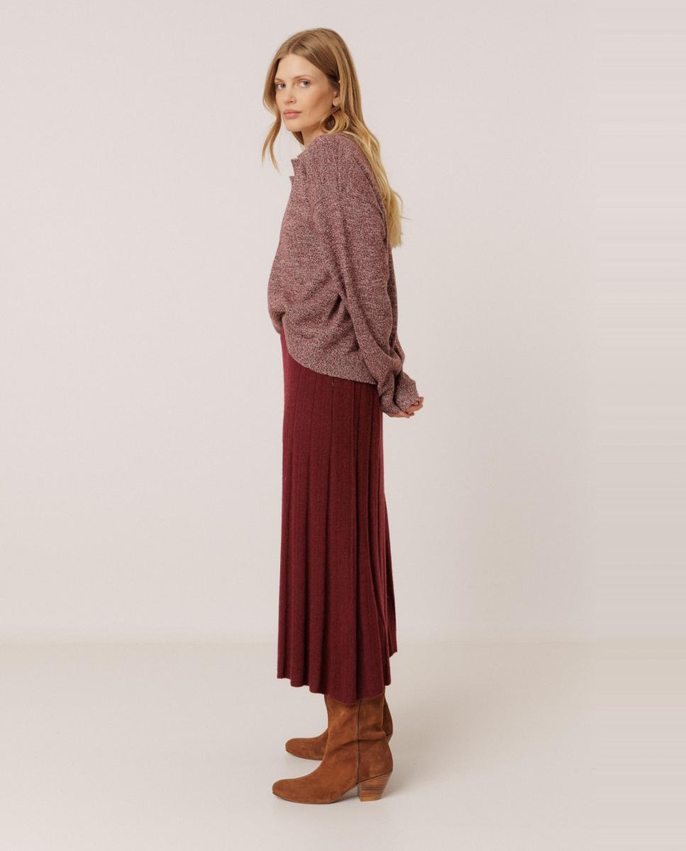 Imagen 1 de Falda punto canalé cashmere - Indi & Cold - Berenjena Berenjena