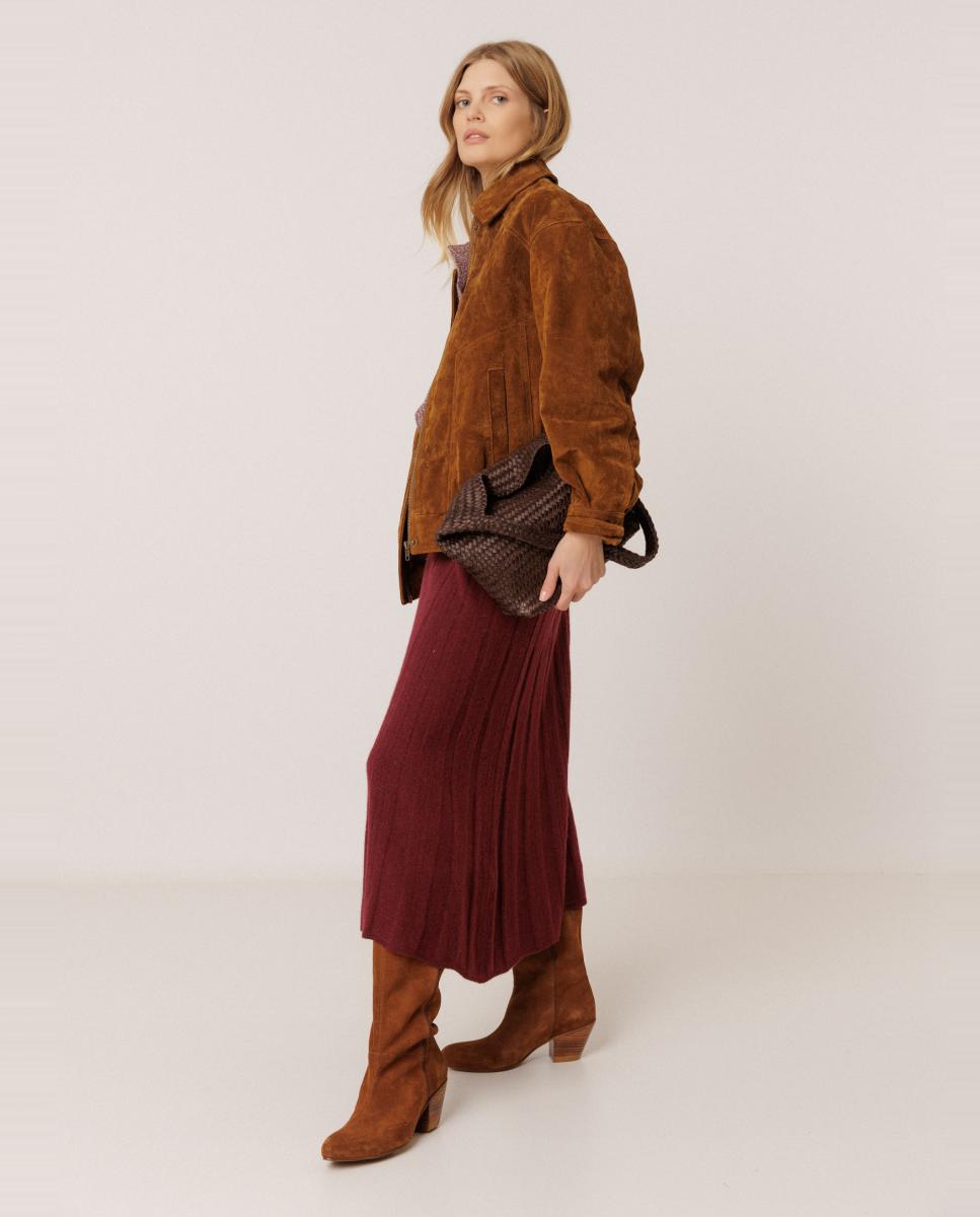 Imagen 2 de Falda punto canalé cashmere - Indi & Cold - Berenjena Berenjena