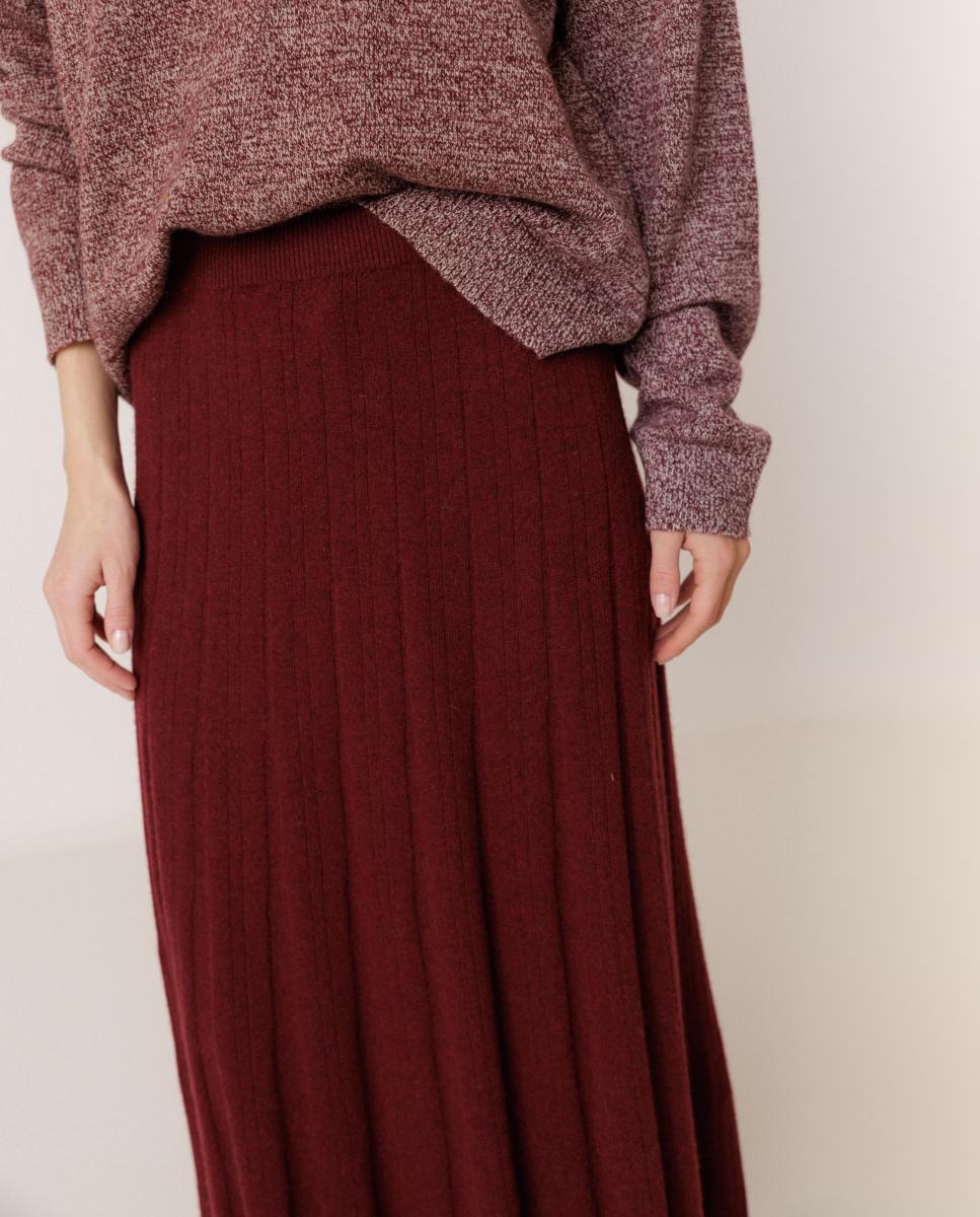 Imagen 3 de Falda punto canalé cashmere - Indi & Cold - Berenjena Berenjena