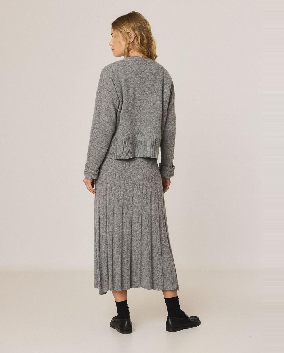 Falda punto canalé cashmere - Indi & Cold - Gris claro Gris claro-2