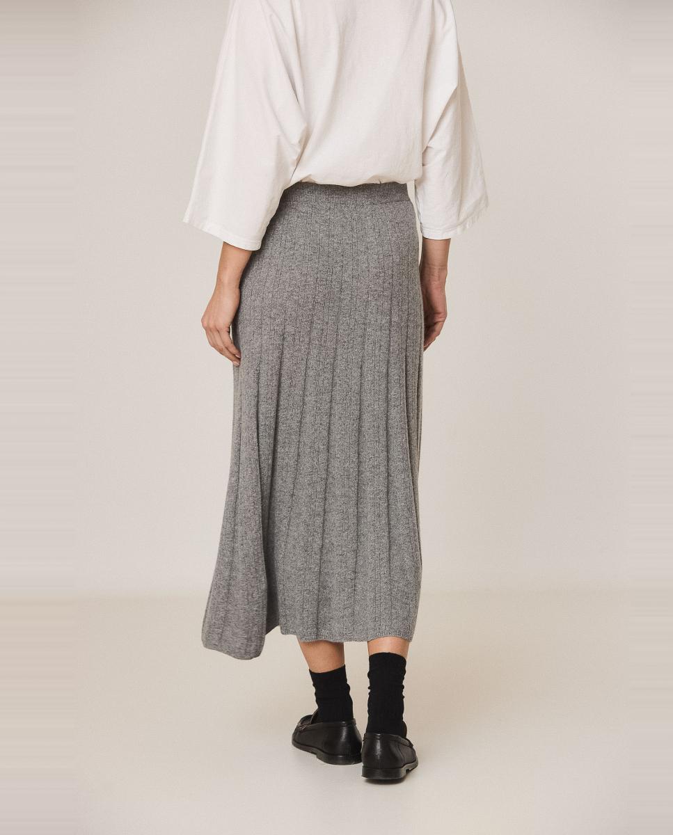 Falda punto canalé cashmere - Indi & Cold - Gris claro Gris claro-3