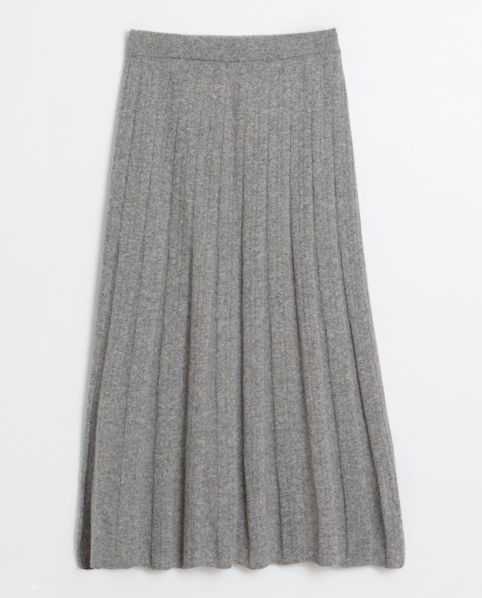 Falda punto canalé cashmere - Indi & Cold - Gris claro Gris claro-4