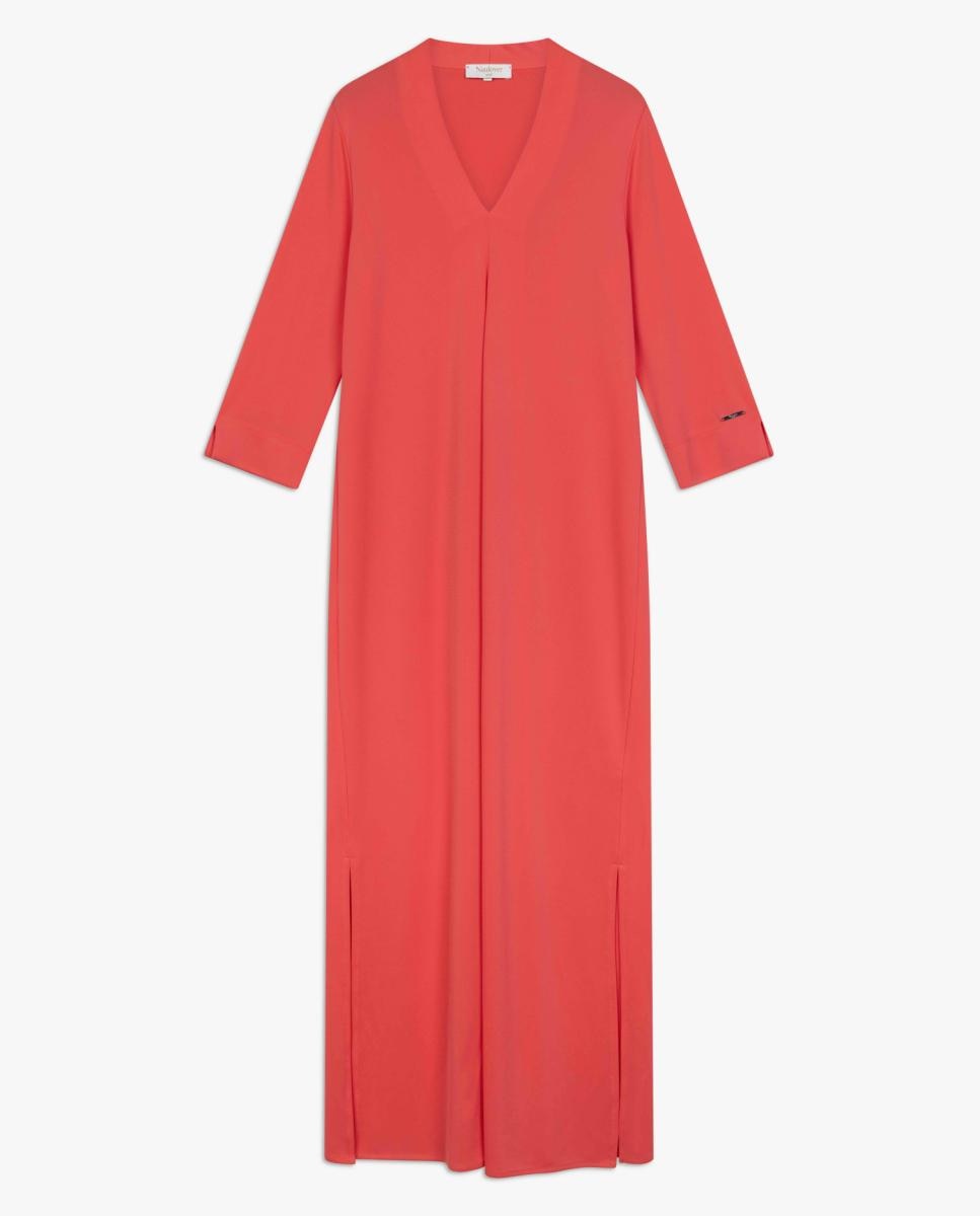 Vestido de Malha Circular com Prega Central Coral-7