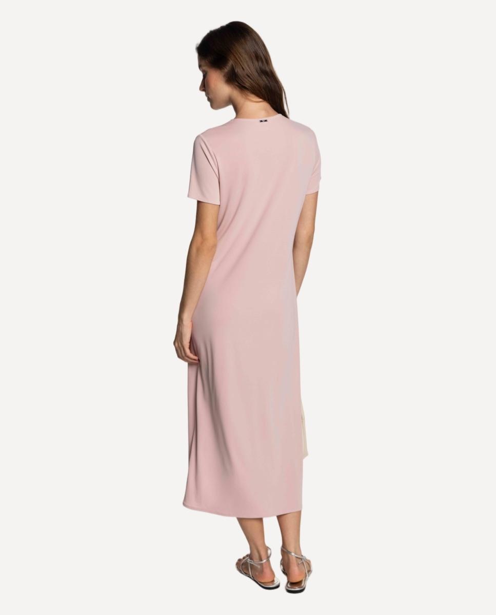 Vestido de Malha Circular Franzido Rosa-2