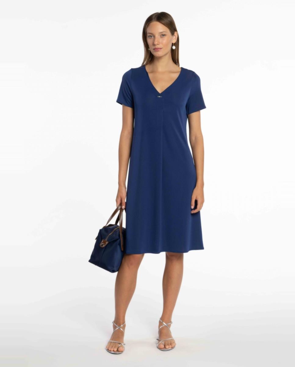 Naulover - Vestido de punto circular con pliegue central..