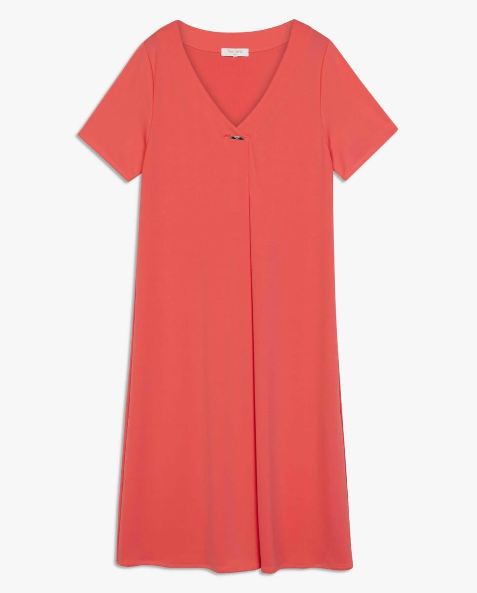 Vestido de Malha Circular com Prega Central Coral-7