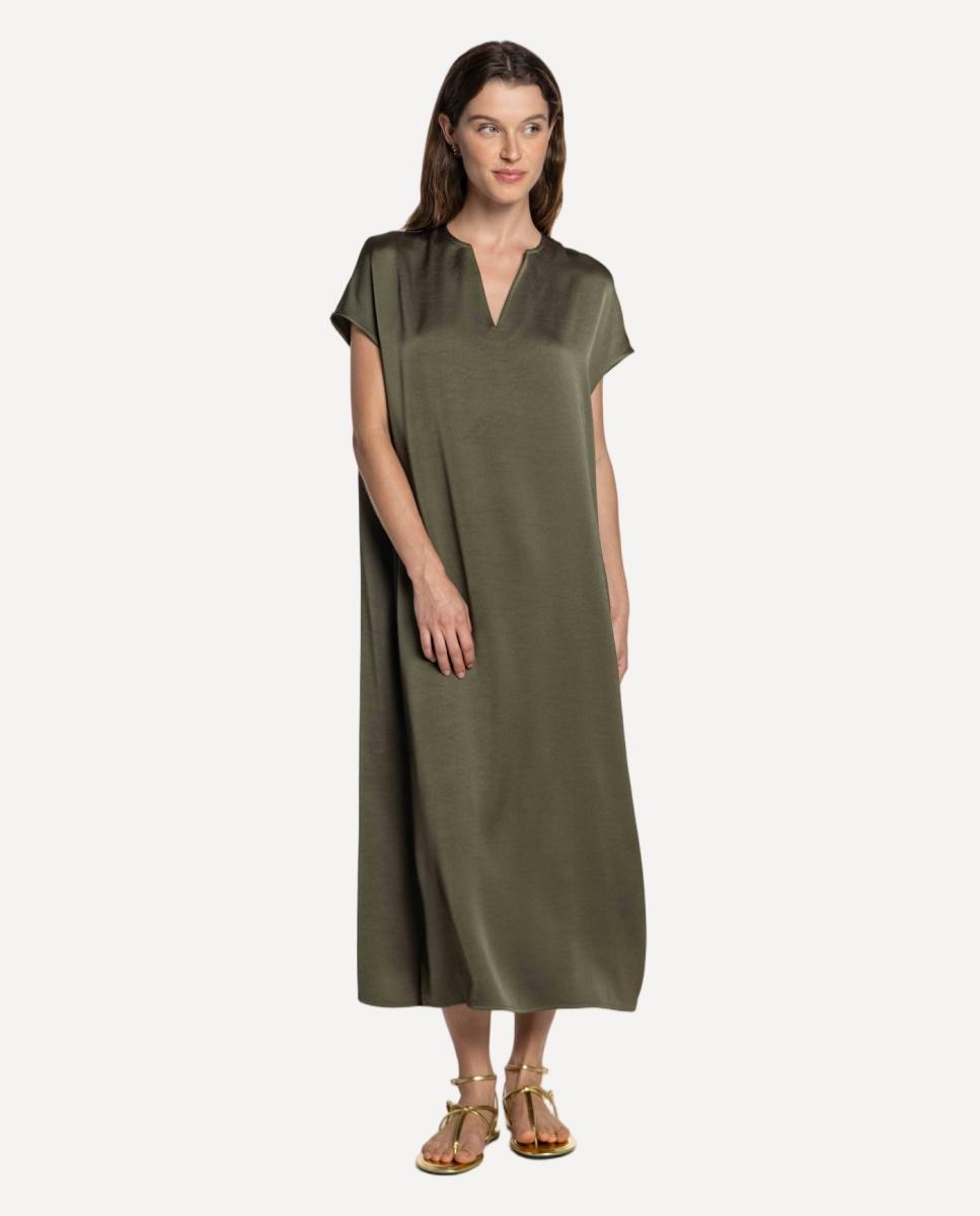 Imagem 0 de Vestido de Cetim Duplo com Comprimento Total.