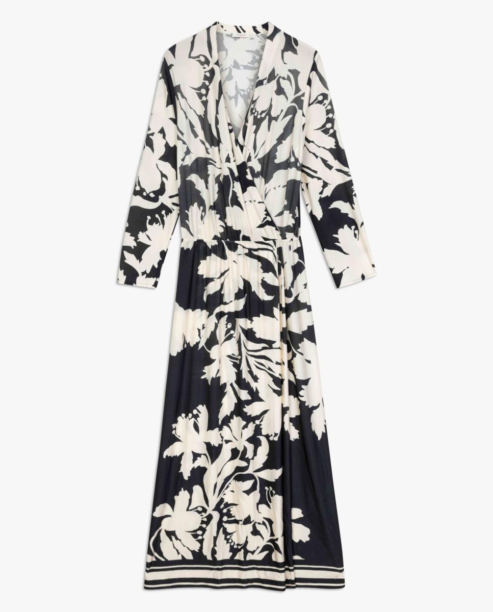 Vestido de Malha Circular com Estampado Floral Preto-6