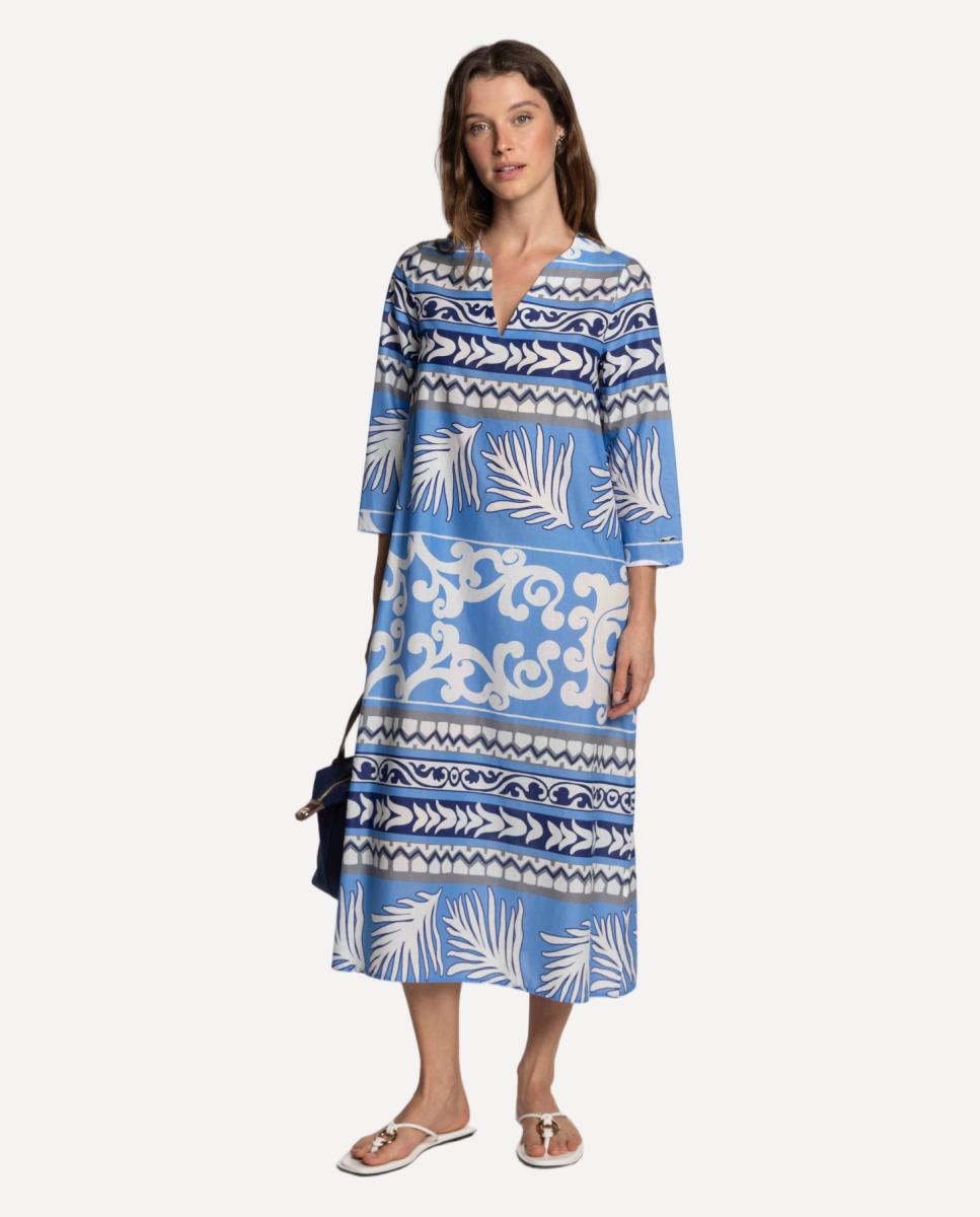 Imagem 0 de Vestido Midi de Voile de Algodão Estampado.