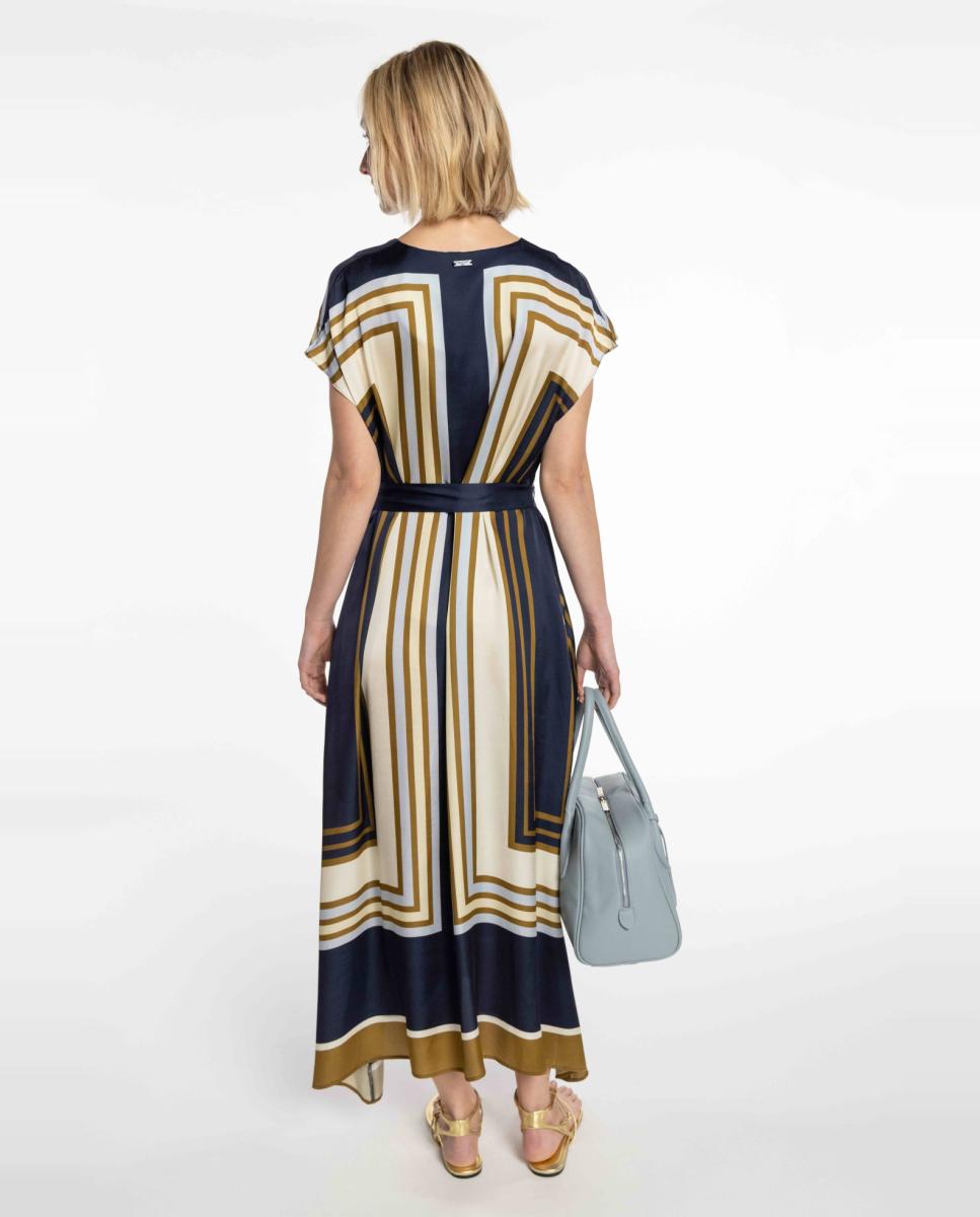 Vestido Estampado de Cetim Azul-marinho-2