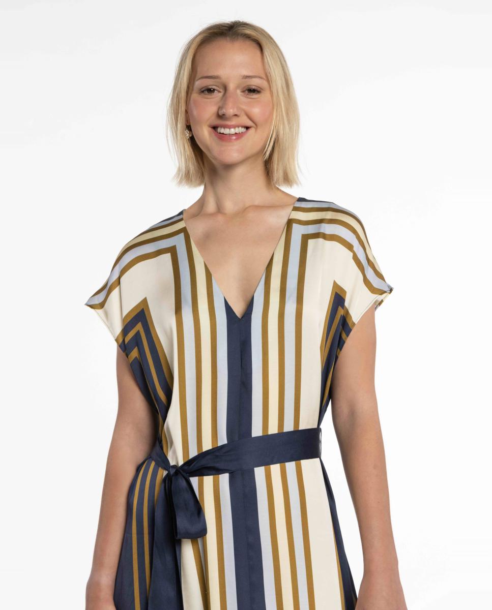Vestido Estampado de Cetim Azul-marinho-4