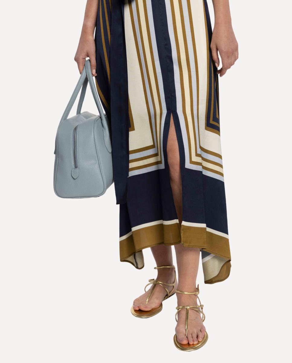 Vestido Estampado de Cetim Azul-marinho-6