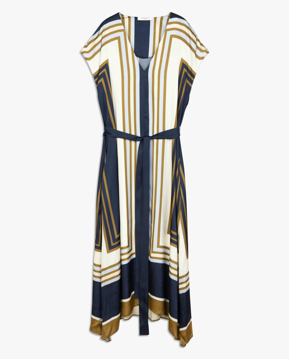 Vestido Estampado de Cetim Azul-marinho-7