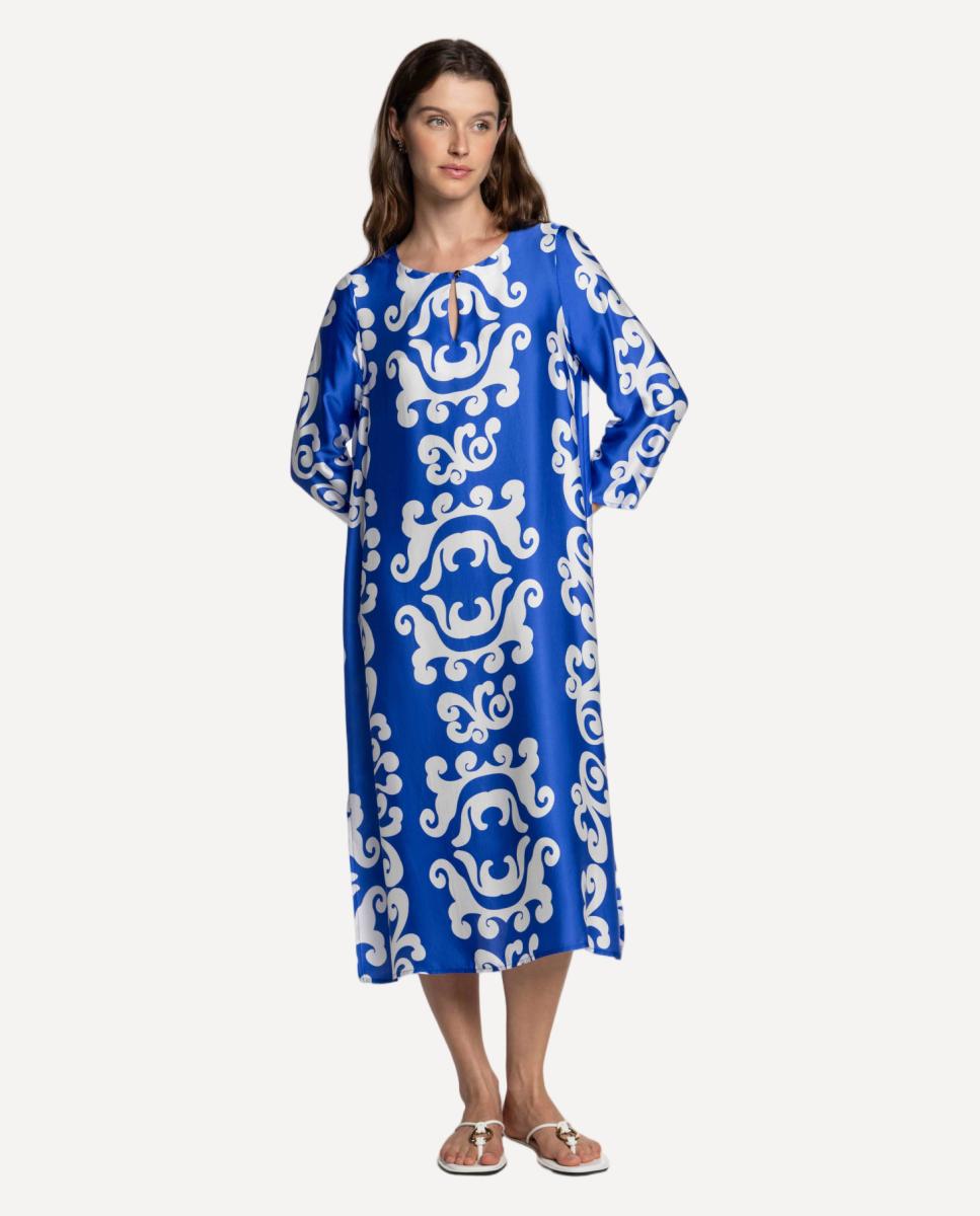 Imagem 0 de Vestido Midi de Cetim Estampado.