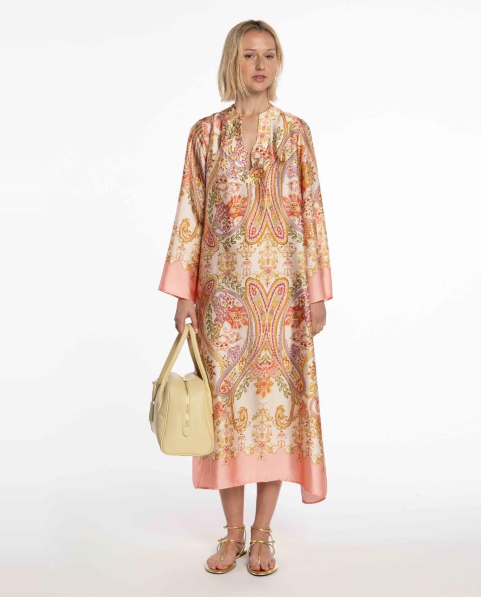 Imagem 0 de Vestido de Cetim com Estampado Paisley.