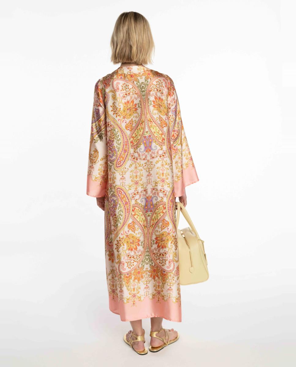 Vestido de Cetim com Estampado Paisley Rosa-2
