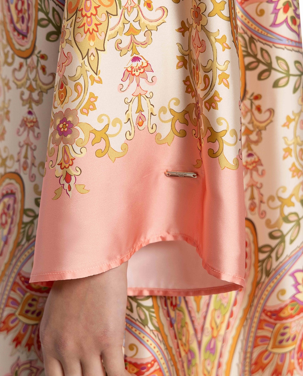Vestido de Cetim com Estampado Paisley Rosa-6