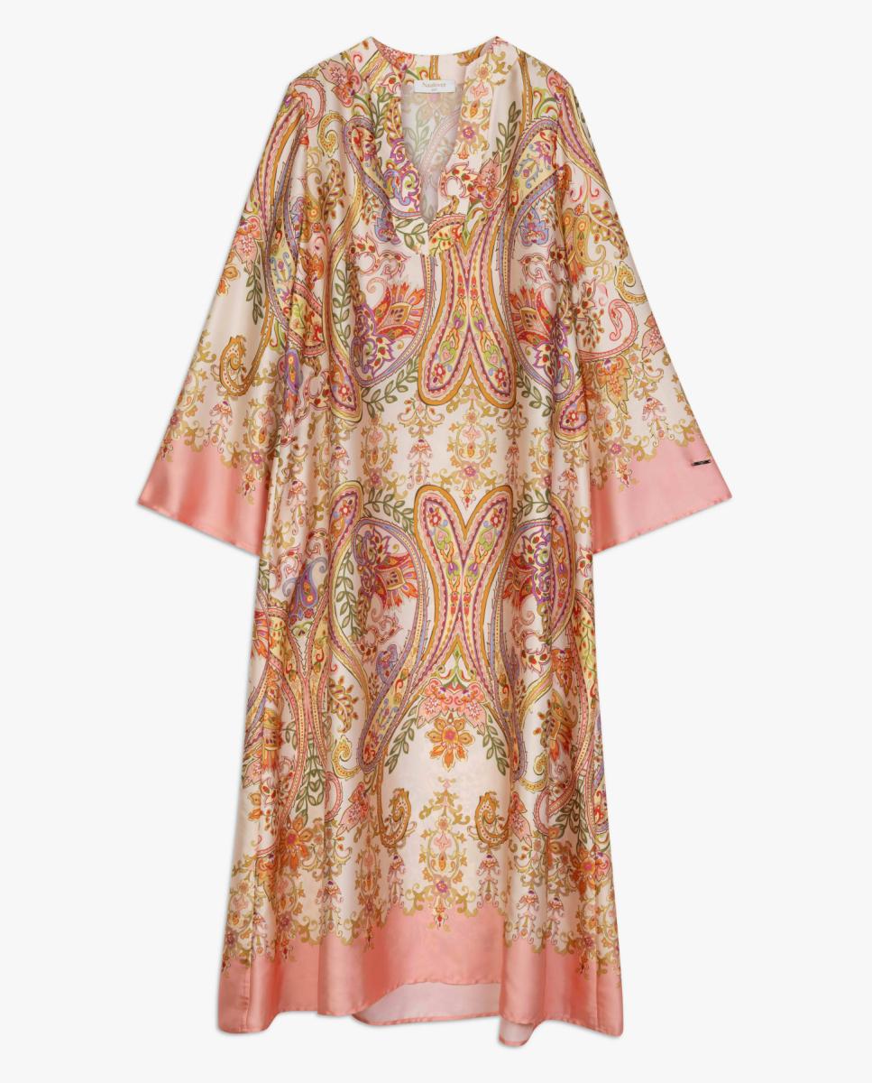 Vestido de Cetim com Estampado Paisley Rosa-7