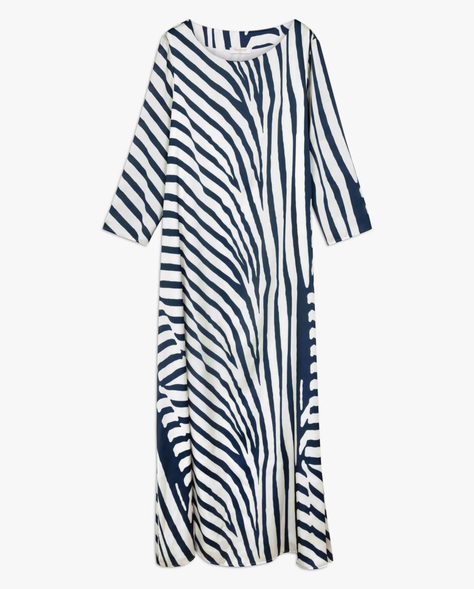Vestido de Cetim com Animal Print. Azul-marinho-7