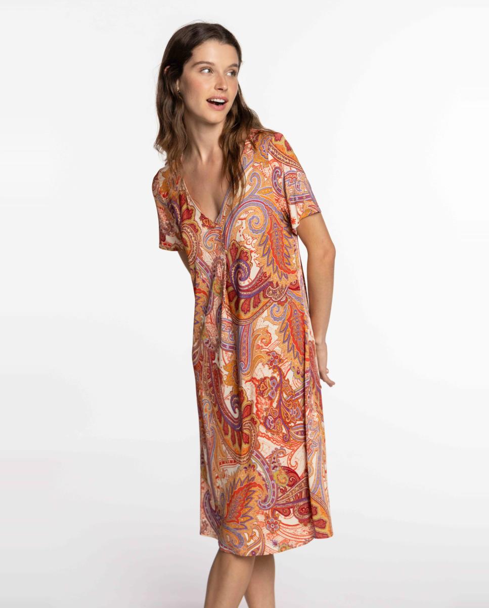 Vestido de Malha Circular com Prega Central Vermelho-6