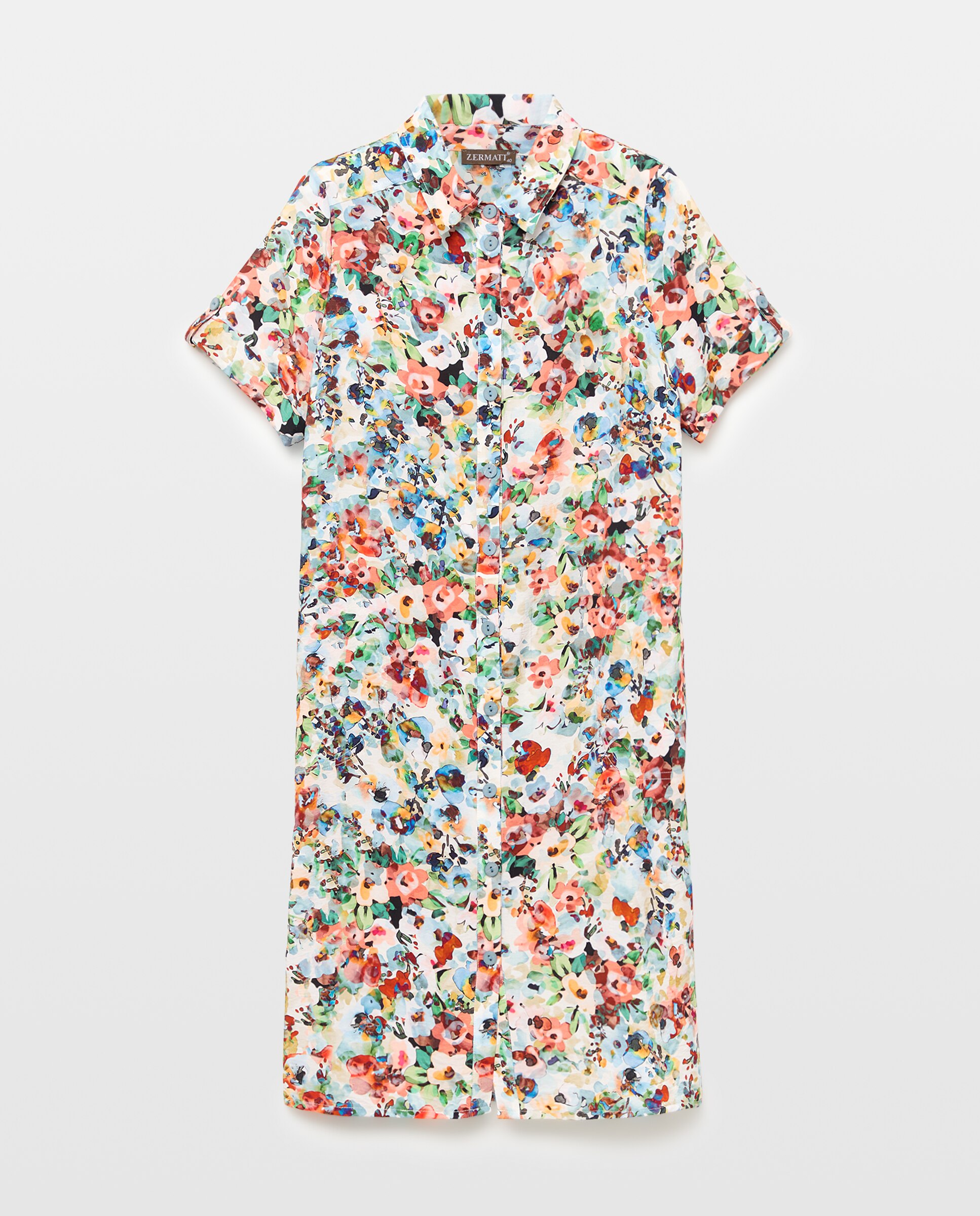 Vestido estampado de manga corta - Zermatt - Verde Multicolor-4