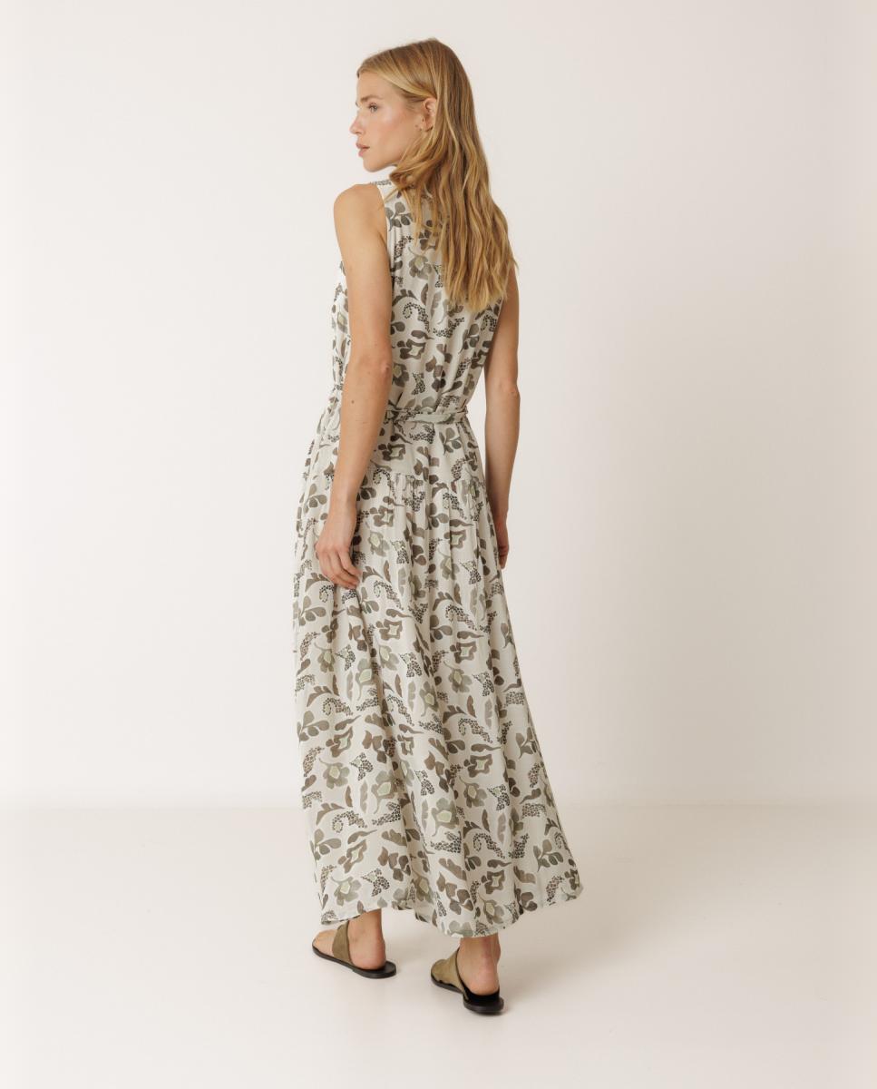 Vestido maxi cuello redondo sin mangas - Indi & Cold - Kaki Kaki-2