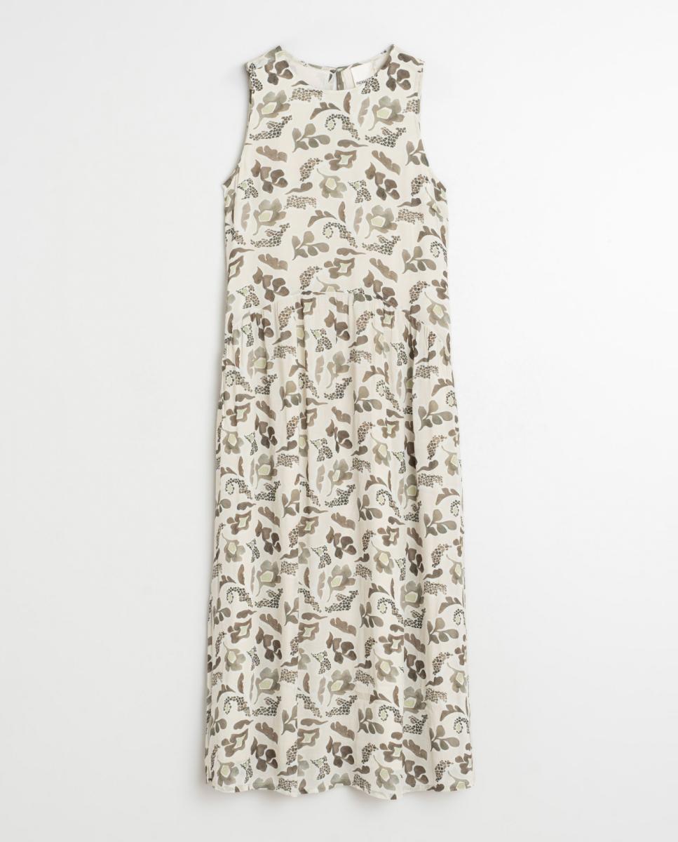 Vestido maxi cuello redondo sin mangas - Indi & Cold - Kaki Kaki-4