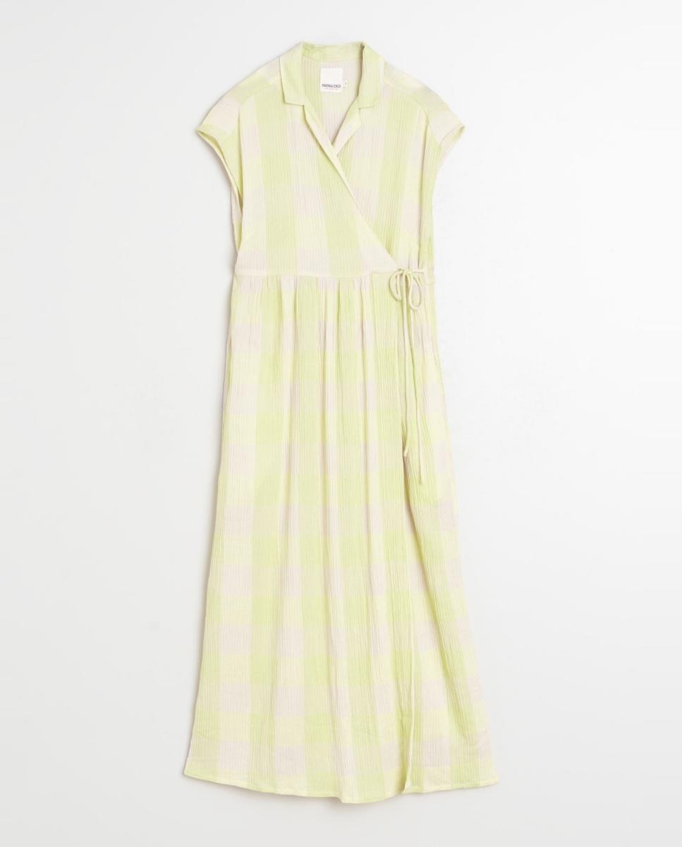 Vestido Comprido sem Mangas e com Decote em Bico Verde-claro-4