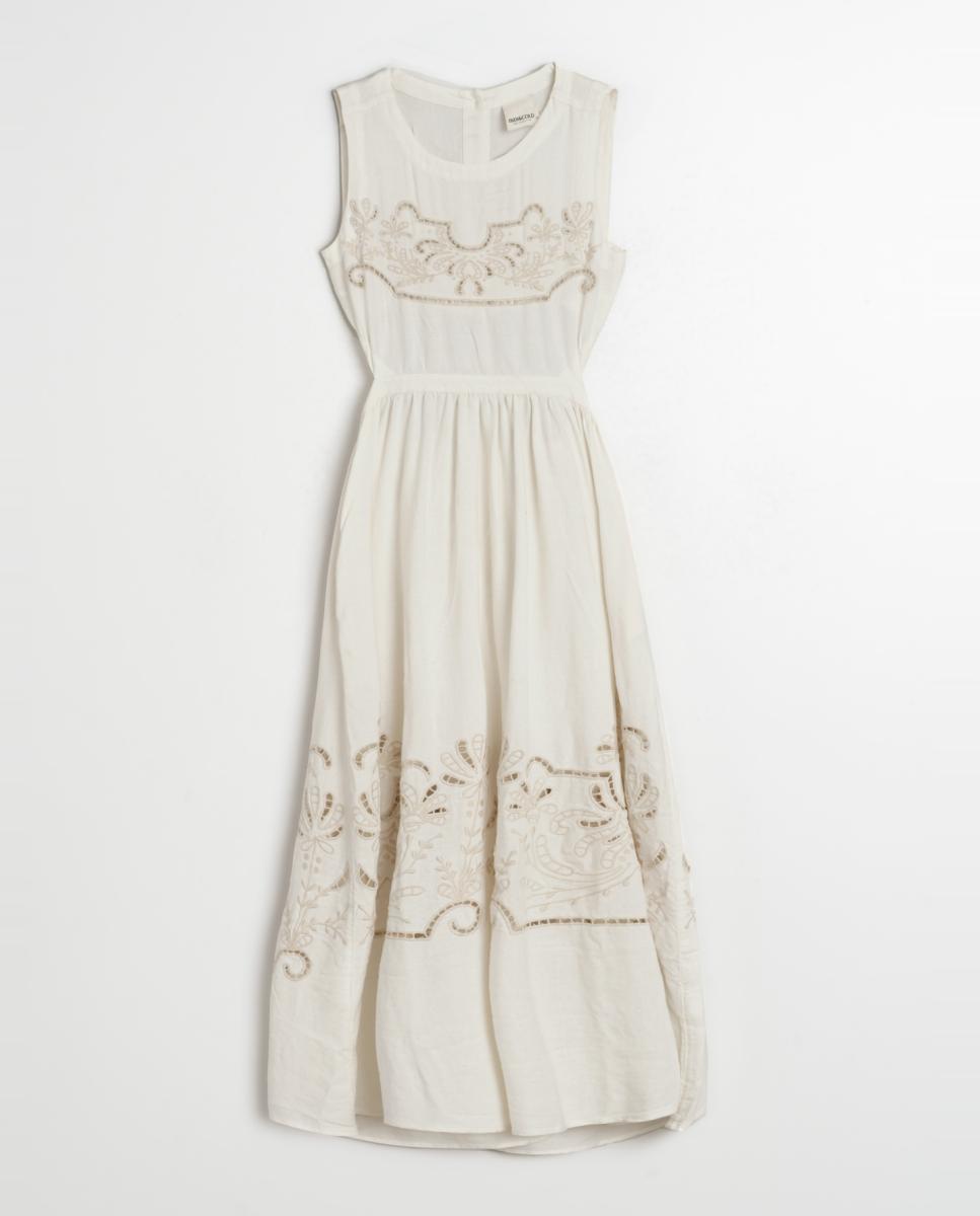 Vestido comprido sem mangas e com decote redondo Cru-4