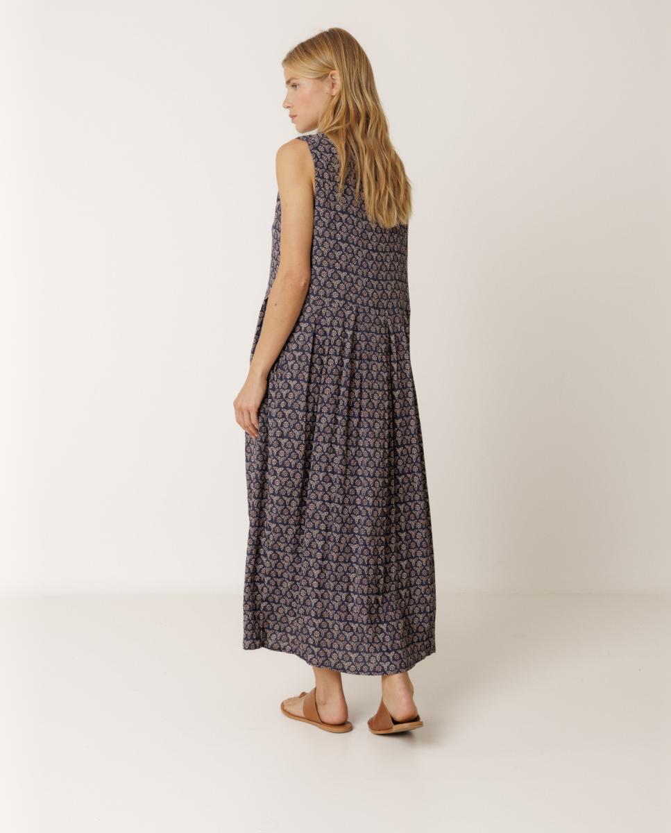 Vestido sem Mangas com Decote em Bico Azul-marinho-2
